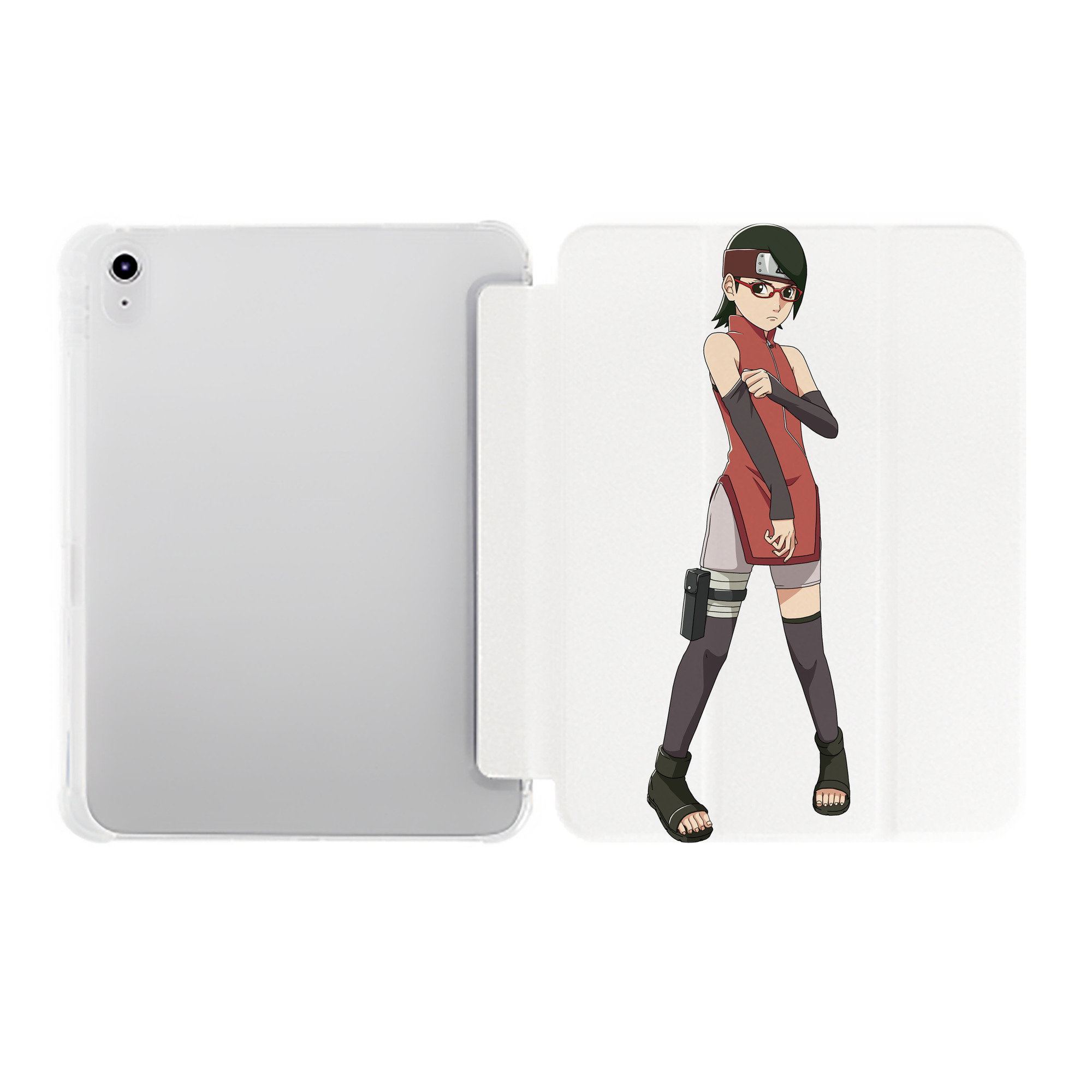 （画像用） NARUTO -ナルト- うちは サラダ Uchiha Sarada IPad ケース ペン収納付き 三つ折りスタンド PUレザー×シリコン 対応機種9.5/10.5/10.9インチ